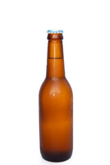 Stock Photo - Brown bottles of beer on a white background