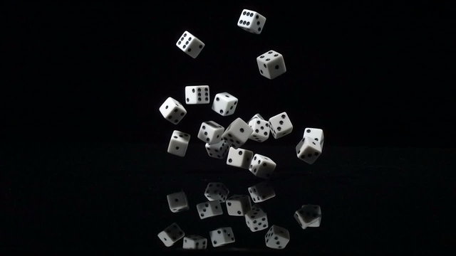 Dice falling in super slow motion