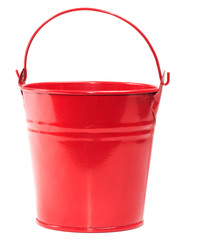red miniature metal bucket