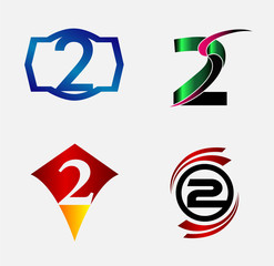 Number logo design.Number two logo.Logo 2 vector 
