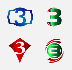 Number logo design.Number three logo.Logo 3 vector 