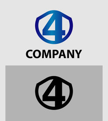 Abstract Number 4 logo Symbol icon set
