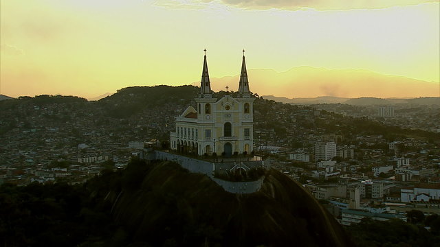 Aerial view of the Igreja da Penha (Penha Church), Rio de Janeiro, Brazil