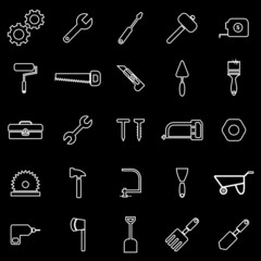 Tool line icons on black background