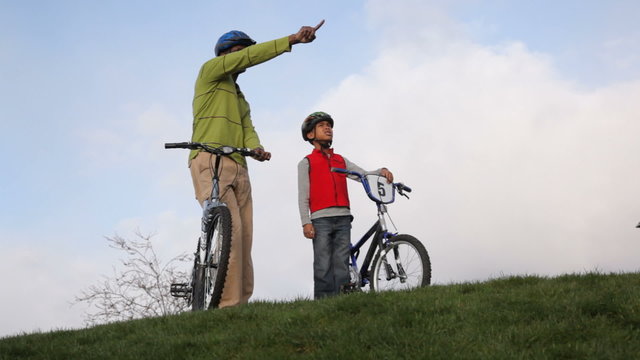 Father and son with bicycles
