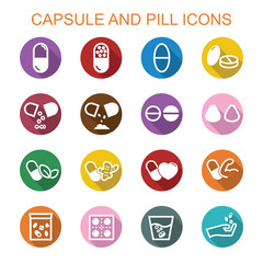 capsule and pill long shadow icons
