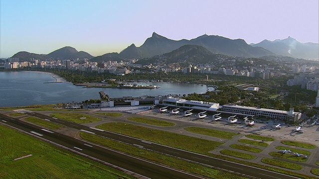 Flying over Santos Dumont Airport, Rio de Janeiro, Brazil