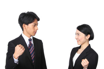 Young asian businessman and businesswoman 