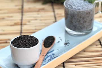 Basil seeds for fiber beverage and raw seed