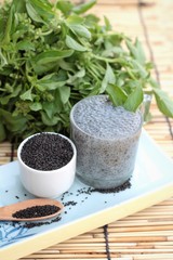 Basil seeds for fiber beverage and raw seed