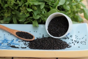 Basil seeds for fiber beverage and raw seed