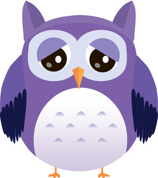 Sad cute vector purple owl
