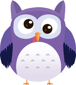 Crazy cute vector purple owl