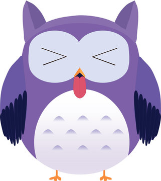 Cute vector purple owl showing tongue