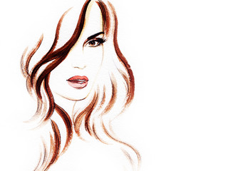 woman portrait .abstract watercolor 