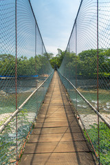 Rope bridge in Bukit lawang village, Sumatra, Indonesia