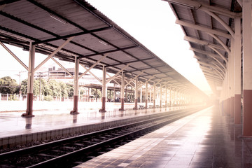 Fototapeta na wymiar railway station at Chiangmai Thailand in vintage color filter