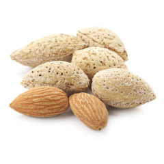 Almonds on white