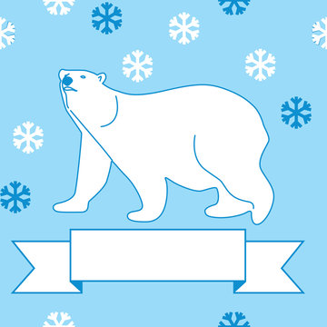 vector illustration of a polar bear and snowflakes