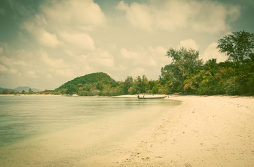 Beautiful tropical beach, Thailand - retro style postcard
