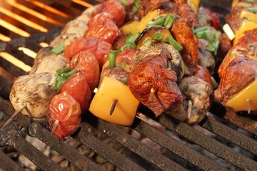 Homemade Beef Shish Kabobs with Peppers and Mushrooms