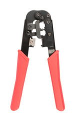 Crimper with pink handle on white 