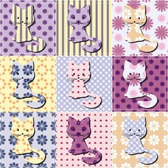patchwork background with cats 