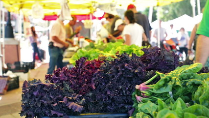 Summer farmers market on Main Street in Parker, Colorado.