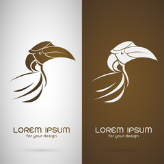 Vector image of an hornbill design on white background and brown © yod67