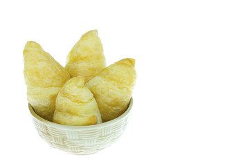 Fresh croissants isolated on white background. French roll