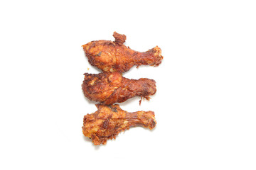 Chicken leg fried on white background
