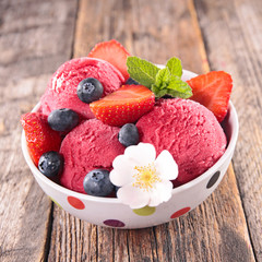 bowl of ice cream and berry fruit