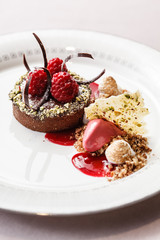 chocolate cake with raspberries