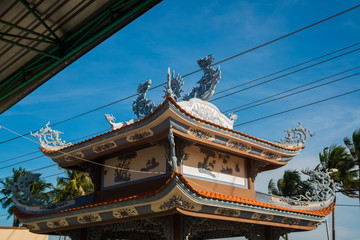 Beautiful temple. Oid church, under sunny sky.Mui Ne, Vietnam.