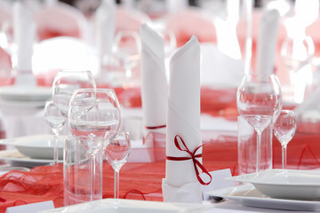Table set for event party or wedding reception