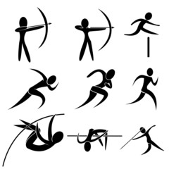 Set of sport icon. archery, athletics, marathon, running, pole vault, and javelin throw. 

isolated vector sport icon