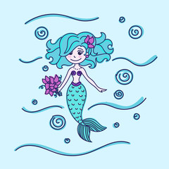 Mermaid with flowers