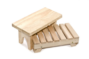 image concept table and pallet made from light brown wood isolated white background