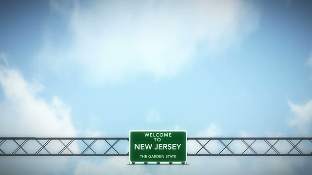 Passing under New Jersey USA Interstate Highway Road Sign
  