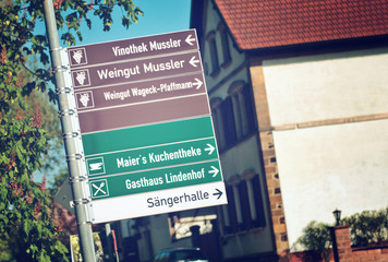 Signboard on the Bisserheim wine route