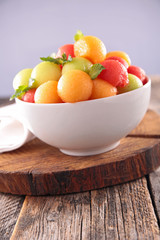fruit salad with watermelon and melon ball