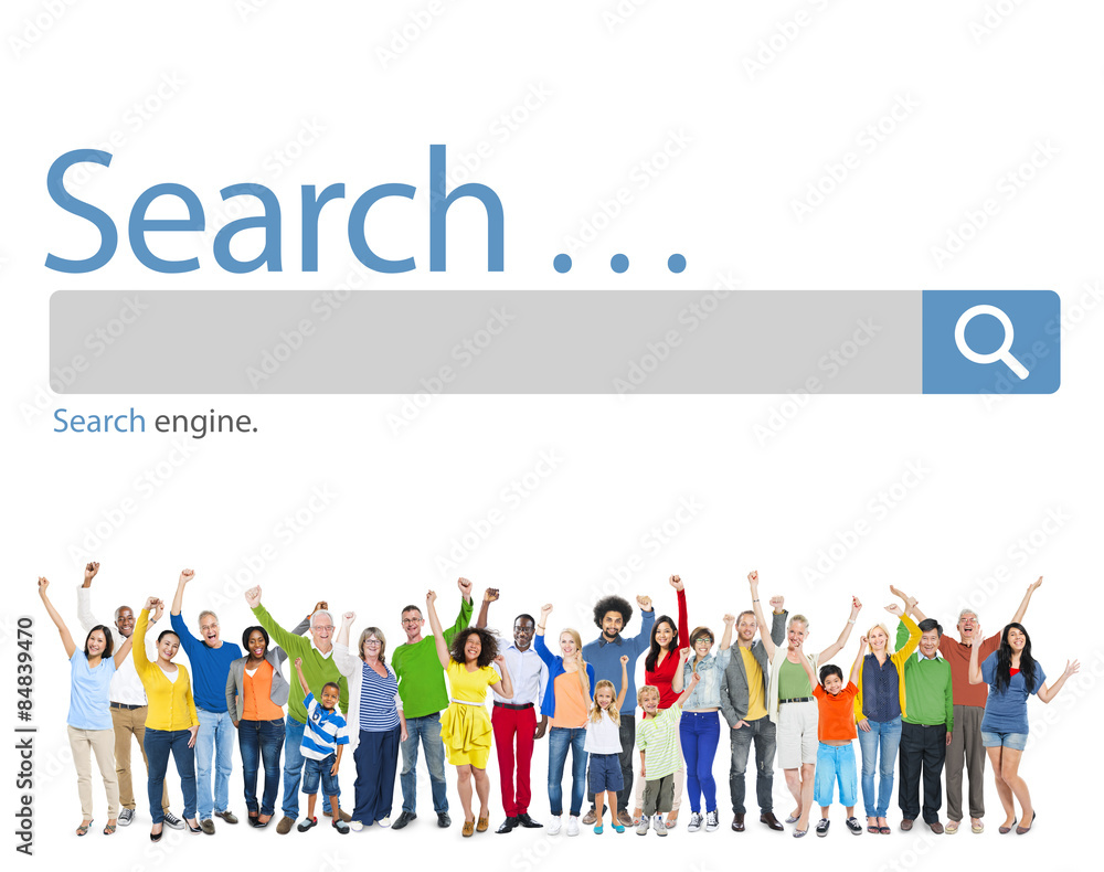 Aufkleber search browse find internet search engine concept