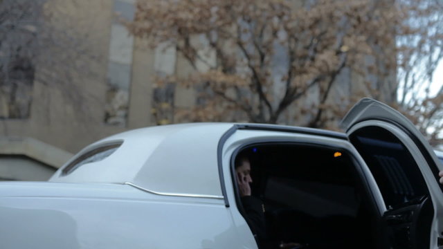 Businessmen in limousine 