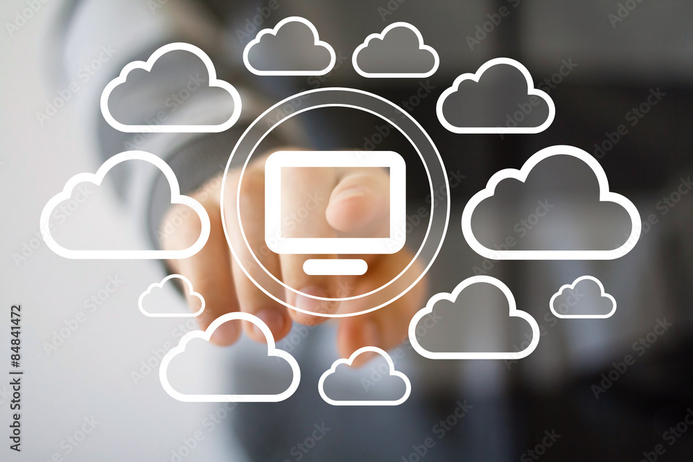 Poster business button media connection computer virtual cloud icon