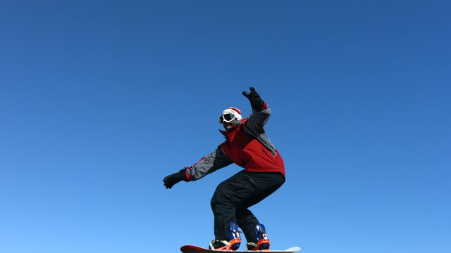 Snowboarder in air, slow motion