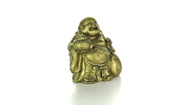 Bronze Hotei on a white background