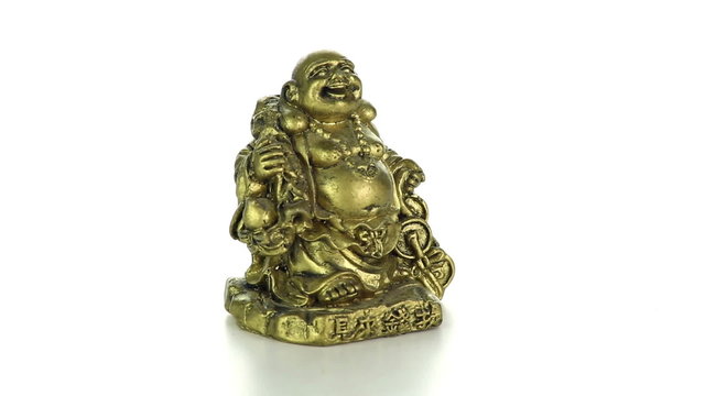 Bronze Hotei on a white background