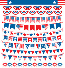 USA celebration buntings garlands flags flat national set for in