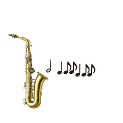 Fototapeta na wymiar Saxophon mit Noten 