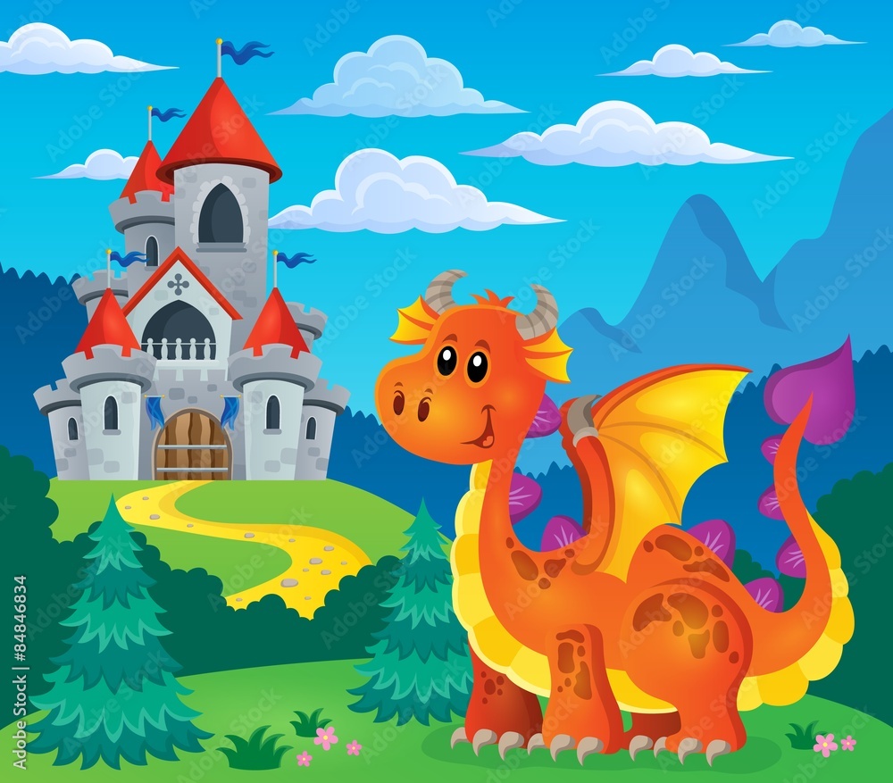 Wall mural Image with happy dragon theme 5